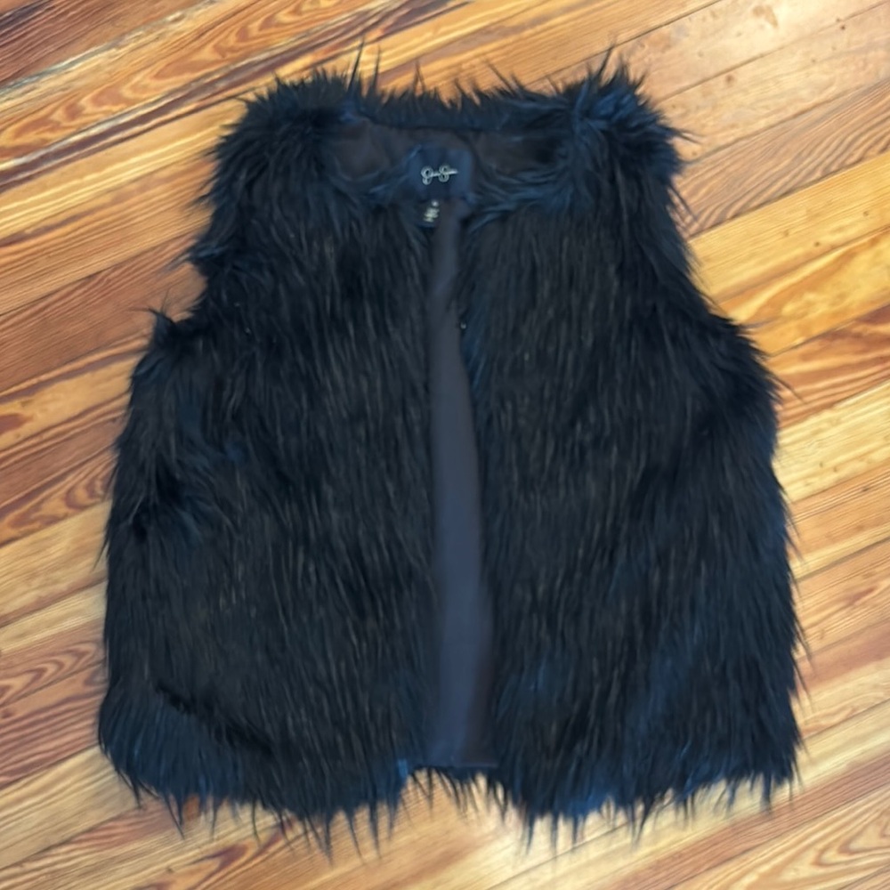 Jessica Simpson Black Faux Fur Vest